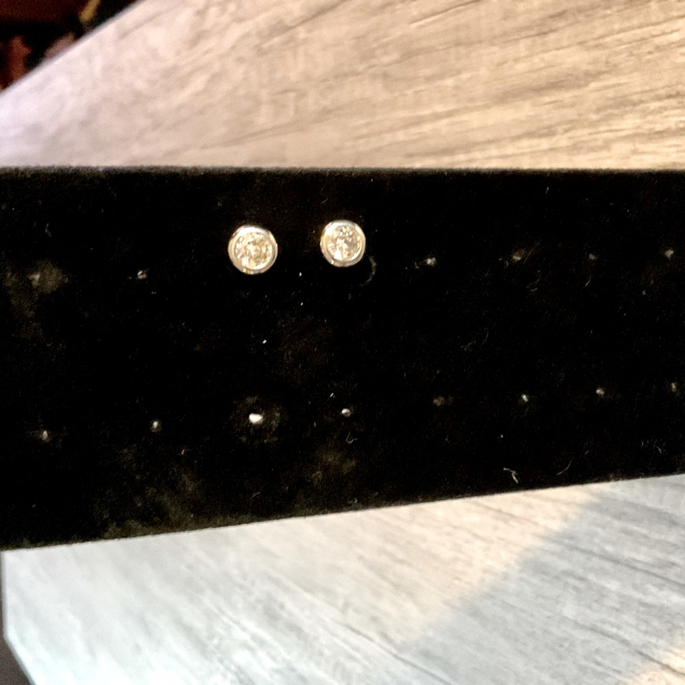 Button style CZ Earrings